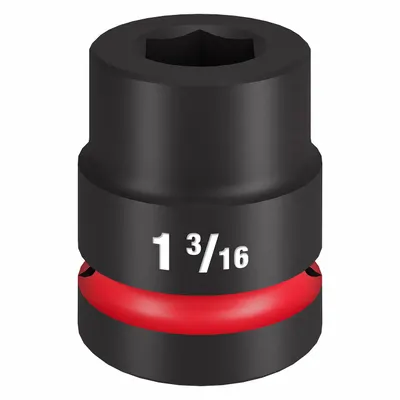MILWAUKEE Impact Socket: 1 in Drive Size, SAE, 1 3/16 in Socket Size, 6-Point, Std - 1" Drive Impact Sockets