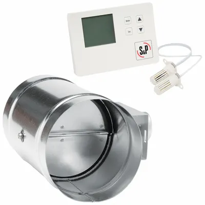 SOLER & PALAU Round Motorized Damper with Controller, 4 in - Fresh Air Intake Dampers