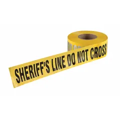 APPROVED VENDOR Sherrifs Line Do Not Cross Barrier Tape, 3 in x 1000 ft, Black/Silver