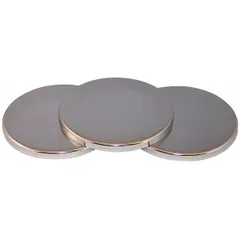 This OHAUS weighing boat is made of metal in a round shape with a gray finish. It has an overall width of 3 1/2 inches and is non-sterile. Suitable for weighing, transferring, and containing samples in laboratory and industrial settings, its metal construction allows use in high-temperature or static-sensitive environments.