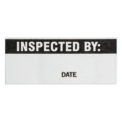 BRADY Inspection Label: 1 1/2 in Wd, 5/8 in Ht, Black/White, Rectangle, Matte - Safety