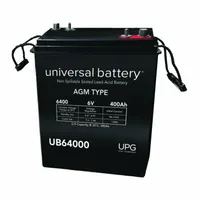 UPG Sealed Lead Acid Batteries: 6V DC, 400 Ah Capacity, 16.7 in Ht, 7 in Wd, 11.6 in Dp, Deep Cycle (MPN 40895)