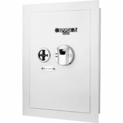 BARSKA Safe: Biometric Lock, 0.52 cu ft Capacity, Steel - Wall-Recessed Security Safes
