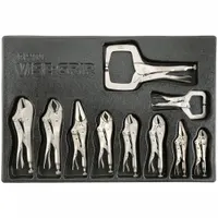 Locking Plier and C-Clamp Set: Curved, 5 in_6 in_7 in_9 in_10 in_11 in Overall Lg, Plain Grip (MPN 1078Tray)