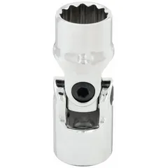 This 1/2" drive flex socket features a 12-point, standard-length design with an 11/16" socket size. Constructed from chrome, it is suited for tightening or loosening fasteners in confined or offset spaces using a 1/2" drive ratchet or driver.