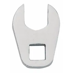 Metric open end crowfoot wrench with 18 mm head size and 3/8 in drive. Chrome finish. Designed for use with ratchets and torque wrenches to access fasteners in confined spaces.