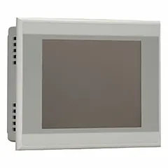 This Eaton HMI provides operator input and status display for industrial control systems. It operates on 24V DC, features a TFT LCD display with integrated clock, and is designed for use with Easy E4 smart relays in control panels. Typical applications include automation, packaging, and material handling equipment.