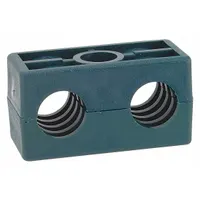 This beta clamp features a 304 stainless steel clamp with a polypropylene cushion. The textured core design provides vibration dampening for pipes, tubes, or hoses in industrial systems. Suitable for applications requiring line stability and reduced noise