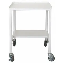 Mobile fume hood cart with powder-coated steel construction. Overall height 34 in, width 4 1/4 ft, depth 28 in. No doors. Designed to support fume hoods in laboratory environments where movable ventilation enclosures are required.