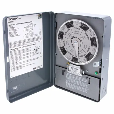 TORK Electromechanical Timer: 7 day, 120V AC, SPDT - Electromechanical Timer Switches