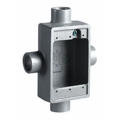 HUBBELL KILLARK Device Box: Iron, Rectangular, 1 Gangs, 1/2 in Hub Size, 18 cu in Capacity - Iron Weatherproof Electrical Boxes