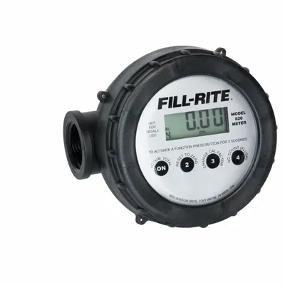 FILL-RITE Electronic Flowmeter: Digital Meter, Chemicals/Water, Polypropylene, 1 in FNPT - Nutating Disc Totalizers for Chemicals