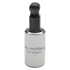 This ball-end hex bit socket features a 1/8 in SAE hex tip and a 1-1/2 in overall length. The ball tip allows off-angle engagement with fasteners in confined spaces. Designed for driving hex fasteners in industrial maintenance, assembly, and repair tasks.