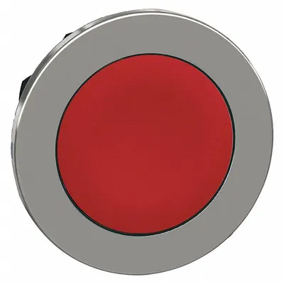 SCHNEIDER Flush Push Button: Red, 30 mm Mounting Size, Metallic - Flush-Mount & Recessed Push-Button Operators