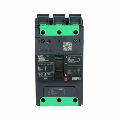SQUARE D Molded Case Circuit Breaker: 35 A Amps, 25kA at 277/408V AC, Fixed, Everlink Lug Both Ends - B-Frame Square D Molded Case Circuit Breakers