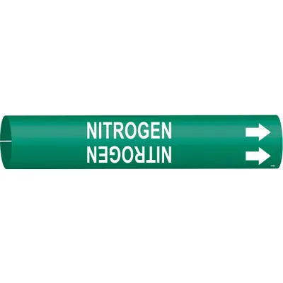BRADY Pipe Marker: Nitrogen, Green, White, Fits 2 1/2 to 3 7/8 in Pipe O.D., 1 Pipe Markers - Nitrogen Snap-On Pipe Markers