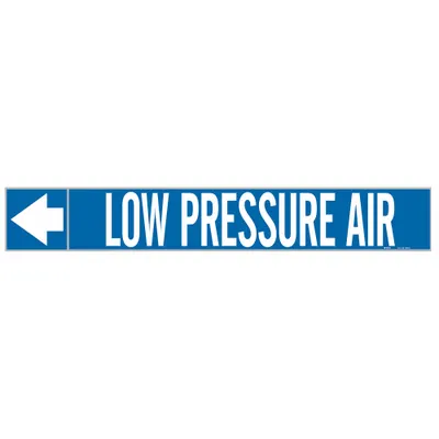 BRADY Pipe Marker: Low Pressure Air, Blue, White, Fits 1 1/2 to 2 in Pipe O.D. - Low Pressure Air Adhesive Pipe Markers on a Roll