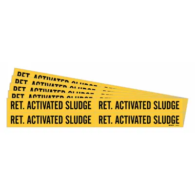 BRADY Pipe Marker: Return Activated Sludge, Yellow, Black, Fits 3/4 to 2 3/8 in Pipe O.D. - Return Activated Sludge Adhesive Pipe Markers