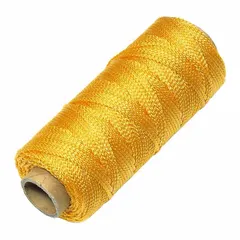 Twisted nylon masonry leveling line with 300-foot length. Used as a reference for aligning bricks, blocks, and stones during construction and masonry projects.