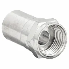 This male F-Type coaxial connector is designed for crimp-on termination of RG-6 cable. The nickel-plated silver finish provides corrosion resistance. Suitable for TV, satellite, and broadband signal connections. Sold in a 10-pack for multiple installations.