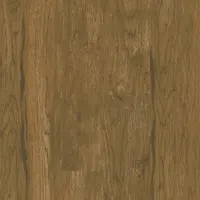 This vinyl floor tile is a Parallel USA LVT product in Caramel Cove color with a Hightop Hickory type. It features an embossed square design and a 6-inch tile width. Suitable for commercial and residential flooring applications requiring a durable, realistic wood-look finish