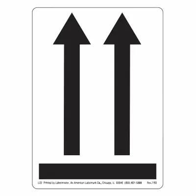 LABELMASTER Instructional Handling Label: Black Arrows Up, 4 1/2 in x 3 1/4 in, White - International Handling Labels