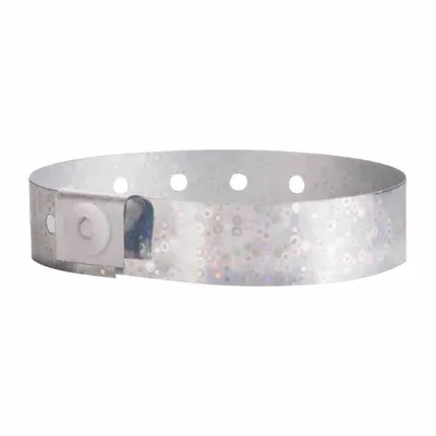 ID Wristband: No Legend, 10 in Overall Lg, 5/8 in Overall Wd, Plastic, Silver - Security Wristbands