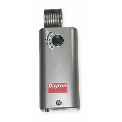 Dayton Line Volt Mechanical Tstat: Heat or Cool, Stainless Steel, 30° to 110°F - Indoor Single-Stage Controls