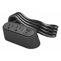LEGRAND Furniture Power Outlet: 2 Outlets, 6 ft Cord Lg, Black, 5-15R, 4.88 in Wd, Surface Mounting (MPN WSPC220CBK)