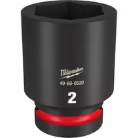 MILWAUKEE Deep Impact Socket: 1 in Drive Size, SAE, 2 in Socket Size, 6-Point, Deep, Black Phosphate (MPN 49-66-6520)