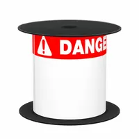 Pre-Cut Label Stock Roll: Danger, Red Header, 4 in x 6 in, Vinyl, Red/White, Indoor/Outdoor (MPN BMSLT46DANGB)
