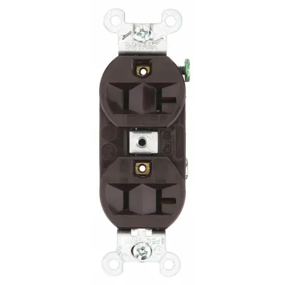 BRYANT 5362BN Duplex Receptacle, 5-20, Brown, 125V AC, 20A, 2-Pole/3-Wire - General Purpose Receptacles