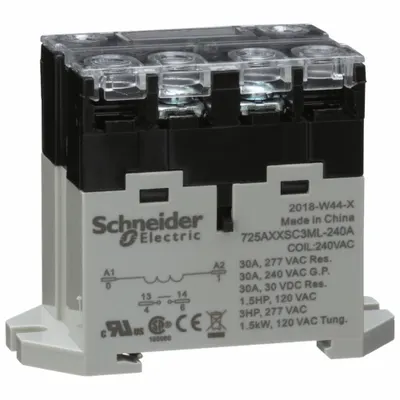 SCHNEIDER Enclosed Power Relay: DIN-Rail & Surface Mounted, 30 A Current Rating, 240V AC - Combination DIN-Rail & Surface-Mounted Relays
