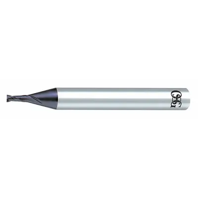 OSG Corner Radius End Mill: Carbide, WXL Coated, 2 Flute, 1.5 mm Mill Dia, 2.3 mm LOC - Pencil-Neck Carbide Corner-Radius End Mills for Hardened Materials