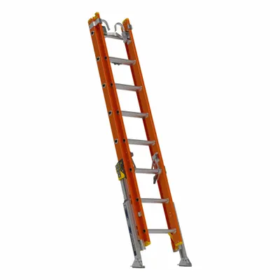 WERNER D6216-2CL 16 ft Fiberglass Extension Ladder with Leg Leveling - Leg Leveling Non-Conductive Fiberglass Extension Ladders