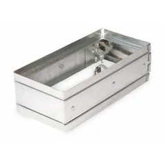 Rectangular fire damper with curtain blade type and spring closure, designed for horizontal mounting in HVAC ductwork. Measures 11 3/4 inches wide, 5 3/4 inches high, and 3 3/4 inches long. Suitable for static applications where automatic closure is required to limit fire and smoke spread.