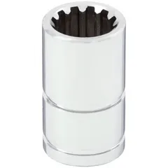 This 1/4" drive hand socket features a 6 mm spline drive and standard depth. Made of chrome with an overall length of 25 mm, it is used for tightening or loosening metric fasteners with a 6 mm head in applications such as automotive repair and machinery maintenance.