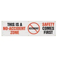 Safety Banner: Poly Sheeting, 28 in x 96 in Nominal Sign Size, Indoor/Outdoor, 1 Printed Sides (MPN MBR809)