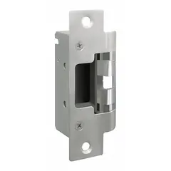Cylindrical electric strike for access control systems, constructed of stainless steel. Operates on 12/24V input voltage with a heavy-duty performance rating (Duty 1). Designed for use in commercial and industrial door applications where remote or card-based entry is required.