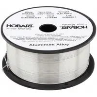 Aluminum filler metal for MIG welding, ER5356 classification. Supplied on a 1 lb spool with 0.035 in diameter. Tensile strength as welded is 38 ksi. Used for welding 5xxx series aluminum alloys in applications such as marine, automotive, and structural fabrication