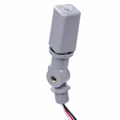 INTERMATIC Photocontrol: Thread Stem Photocell Mounting, 1/2 in Stem Dia, SPST - Adjustable Stem-Mounted Photocells with Swivel Arms
