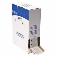 This precut tag roll consists of 1,000 gray matte polyethylene tags, each measuring 1 in x 1 3/4 in. Designed for indoor use, it is compatible with the BMP71 printer series. Typical applications include identification of equipment, cables, and panels in industrial facilities.