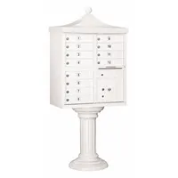 Cluster Box Unit: CBU, 13 Doors, Horizontal, 71 3/4 in H x 31 in W x 18 1/2 in D, Pedestal Mounting (MPN 3312R-WHT-U)