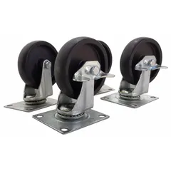 This black replacement caster is designed for rolling tool cabinets. It supports a total load capacity of 500 lb and is compatible with manufacturer model number 10-A012A. Use it to replace worn or damaged casters on compatible cabinets.