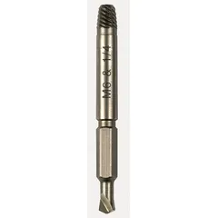 This double-ended tool combines drilling and extraction functions for removing broken fasteners. Size #4 with M6 capacity and 1/4 in shank. Suitable for automotive, industrial, and maintenance applications where damaged bolts or screws must be removed.