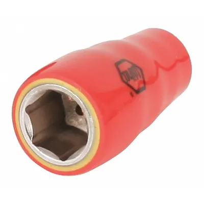 WIHA Insulated Socket: 1/4 in Drive Size, 12 mm Socket Size, 1 in Overall Lg - 1/4" Drive Metric Insulated Hand Sockets