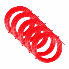 Nylon trimmer line for string trimmers. Diameter 0.08 in, overall length 10 7/16 ft. Twisted red design, pack of 5. Compatible with MILWAUKEE model 3046-20.