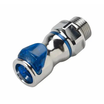 CPC Quick Connection Coupling: Straight, 1/2 in Pipe Size, Cool Blue - Chrome-Plated Brass Quick-Disconnect Tube Fittings