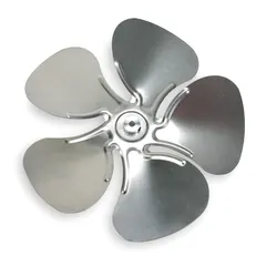 Aluminum fan blade with 5 blades and a 14-inch diameter. Designed for use in HVAC and refrigeration systems to move air across coils or through ductwork. Suitable for ventilation, condenser cooling, and exhaust applications.