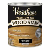 This interior oil-based wood stain in Golden Pecan provides a satin sheen and semi-transparent color. Suitable for use on wood furniture, trim, and cabinetry. Supplied in a 1-quart container
